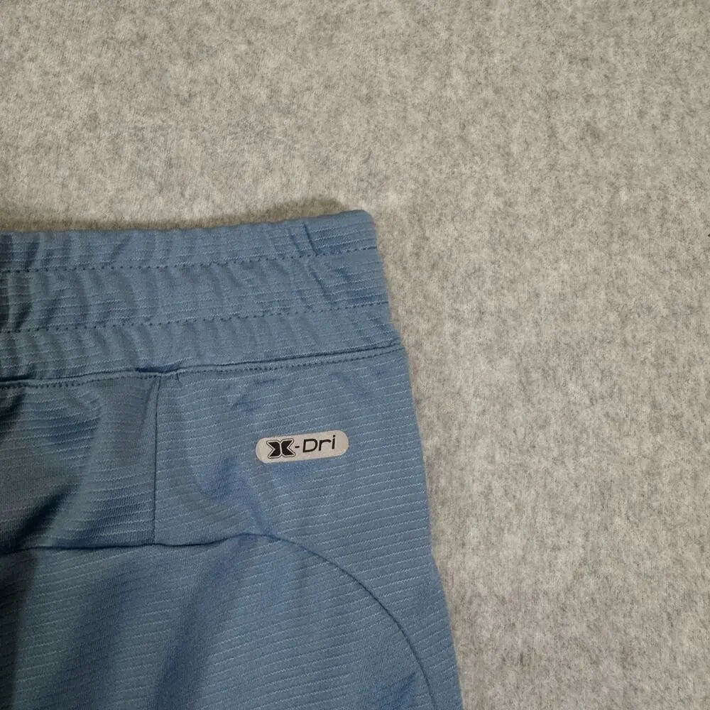 RBX Men's Athletic Shorts Large L Slate Blue Interlock Stripe Zip Pockets 8